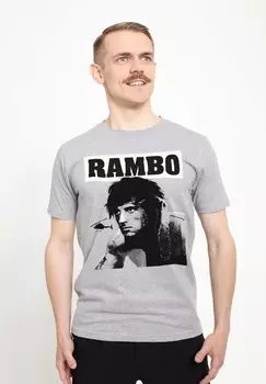 Футболка с принтом RAMBO FIRST BLOOD HELICOPTER POSTER Henry Tiger, цвет Heather Grey