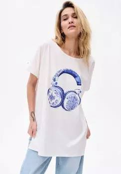 Футболка с принтом RAWI blue shadow, белый