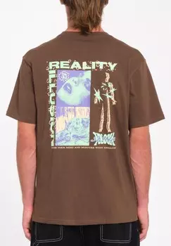Футболка с принтом REALUSION Volcom, коричневый