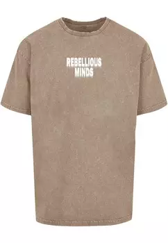 Футболка с принтом REBELLIOUS MINDS ACID WASHED Merchcode, хаки