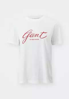 Футболка с принтом REG SCRIPT GANT, кремовый