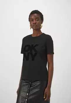 Футболка с принтом REGULAR DKNY, черный