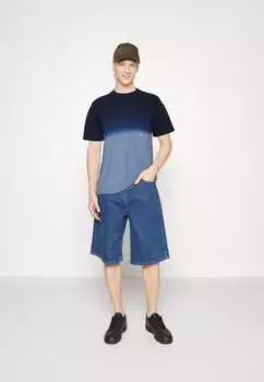 Футболка с принтом REGULAR FIT DIP DYED KnowledgeCotton Apparel, синий