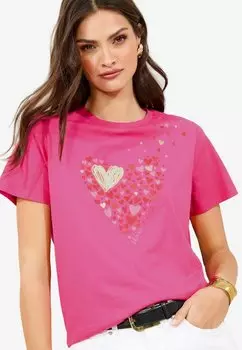 Футболка с принтом REGULAR FIT - FRIEND WEAR IT WITH LOVE Lipsy, розовый