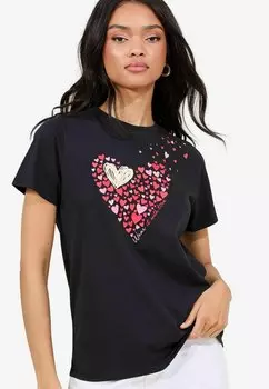 Футболка с принтом REGULAR FIT - FRIEND WEAR IT WITH LOVE Lipsy, черный