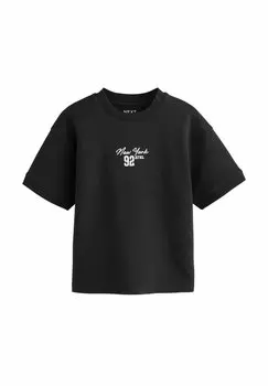 Футболка с принтом REGULAR FIT - GRAPHIC HEAVYWEIGHT SHORT SLEEVE Next, черный