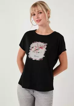 Футболка с принтом REGULAR FIT LELA, черный