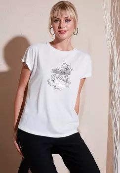 Футболка с принтом REGULAR FIT LELA, кремовый