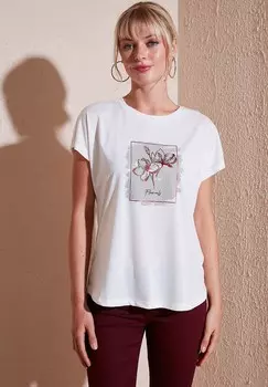 Футболка с принтом REGULAR FIT LELA, кремовый