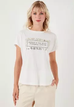 Футболка с принтом REGULAR FIT LELA, кремовый