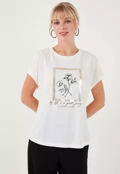 Футболка с принтом REGULAR FIT LELA, кремовый