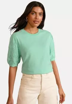 Футболка с принтом REGULAR FIT SCALLOP BOW EMBROIDERED Love & Roses, зеленый