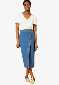 Футболка с принтом REGULAR FIT-SCALLOP V-NECK Love & Roses, белый