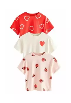 Футболка с принтом REGULAR FIT - SHORT SLEEVE 3 PACK . Next, красный