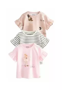 Футболка с принтом REGULAR FIT - SHORT SLEEVE 3 PACK . Next, фуксия