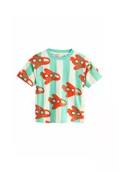 Футболка с принтом REGULAR FIT - SHORT SLEEVE STRIPE Next, зеленый