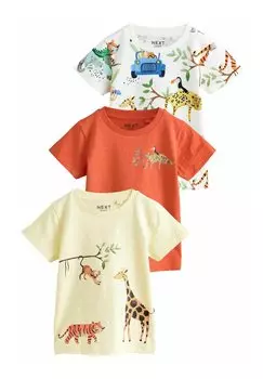 Футболка с принтом REGULAR FIT - SHORT SLEEVE 3 PACK Next, желтый