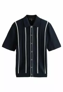 Футболка с принтом REGULAR FIT SHORT SLEEVE VERTICAL STRIPE Next, темно-синий