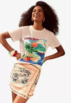 Футболка с принтом REGULAR FIT - SLOGAN Love & Roses, белый