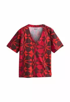 Футболка с принтом REGULAR FIT -SLOUCH V-NECK Next, красный