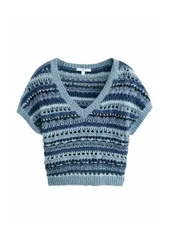 Футболка с принтом REGULAR FIT STITCH V-NECK SHORT SLEEVE Next, синий