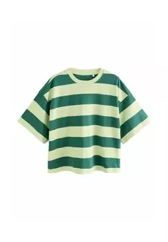 Футболка с принтом RELAXED FIT CREW NECK Next, зеленый
