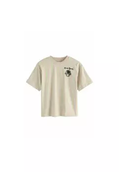 Футболка с принтом RELAXED FIT SHORT SLEEVE GRAPHIC STANDARD Next, бежевый