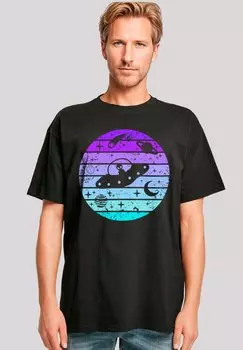 Футболка с принтом RETRO ALIEN WELTRAUM SONNENUNTERGANG F4NT4STIC, черный