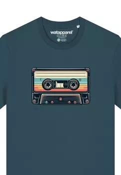 Футболка с принтом RETRO KASSETTE watapparel, бирюзовый