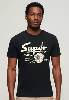 Футболка с принтом RETRO ROCKER GRAPHIC Superdry, цвет jet black