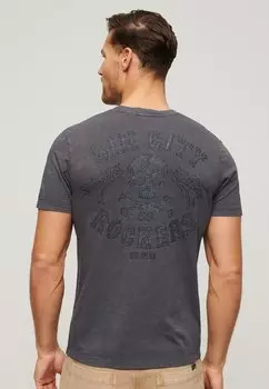 Футболка с принтом RETRO ROCKER GRAPHIC Superdry, цвет charcoal grey