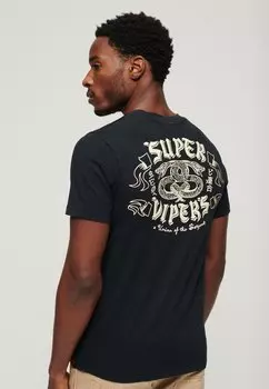 Футболка с принтом RETRO ROCKER GRAPHIC Superdry, цвет black