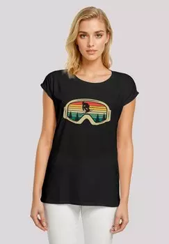 Футболка с принтом RETRO SKIBRILLE WINTERSPORT F4NT4STIC, черный