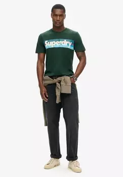 Футболка с принтом RETRO STRIPE LOGO Superdry, зеленый