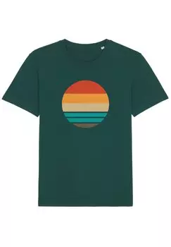 Футболка с принтом RETRO SUNSET OCEAN Watapparel, цвет glazed green
