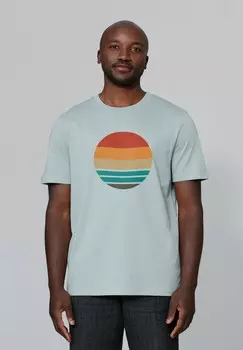Футболка с принтом RETRO SUNSET OCEAN watapparel, светло-зеленый