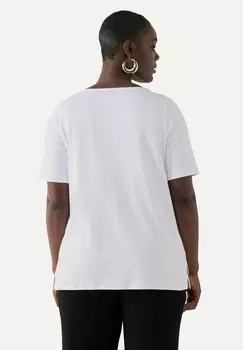 Футболка с принтом RHINESTONE FERN SHORT SLEEVE BOAT NECK Ulla Popken, белый