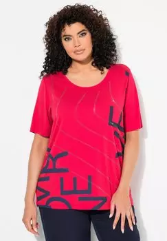 Футболка с принтом RHINESTONE LETTER MOTIF SHORT SLEEVE Ulla Popken, светло-розовый