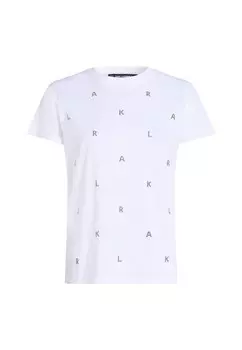 Футболка с принтом RHINESTONE LETTERS KARL LAGERFELD, белый