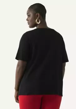Футболка с принтом RHINESTONE SHORT SLEEVE TEE Ulla Popken, черный