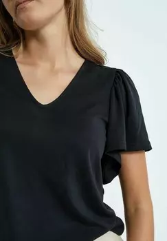 Футболка с принтом RIANNE V-NECK Minus, черный