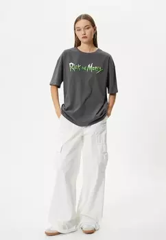 Футболка с принтом RICK AND MORTY BACK LICENCED SHORT SLEEVE CREW NECK Koton, серый