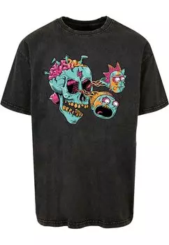 Футболка с принтом Rick And Morty Eyeball Skull Acid Washed ABSOLUTE CULT, черный