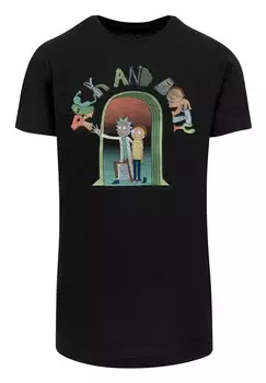 Футболка с принтом RICK AND MORTY ICON DOORS' F4NT4STIC, черный