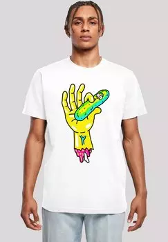 Футболка с принтом RICK AND MORTY PICKLE HAND F4NT4STIC, цвет white