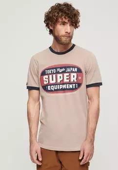 Футболка с принтом RINGER WORKWEAR GRAPHIC Superdry, цвет deep beige eclipse navy