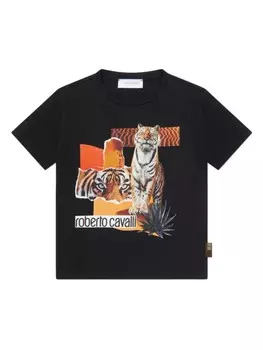 Футболка с принтом Roberto Cavalli Junior, черный