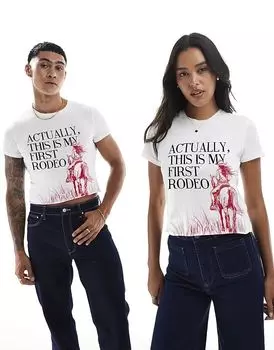 Футболка с принтом Rodeo Scenery спереди, белая PRNT