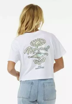 Футболка с принтом ROLLING Rip Curl, цвет optical white