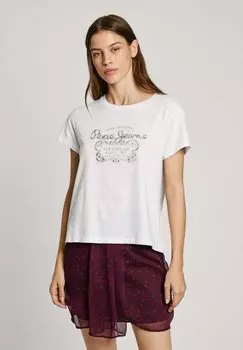 Футболка с принтом ROSABELLA Pepe Jeans, белый